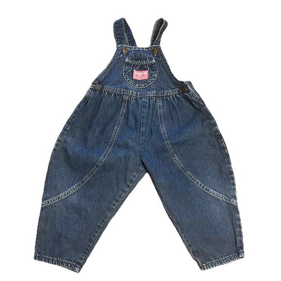 Vintage OshKosh B'Gosh Vestbak Overalls Denim Blue Boy Girl Unisex Made USA 2T - Picture 1 of 12